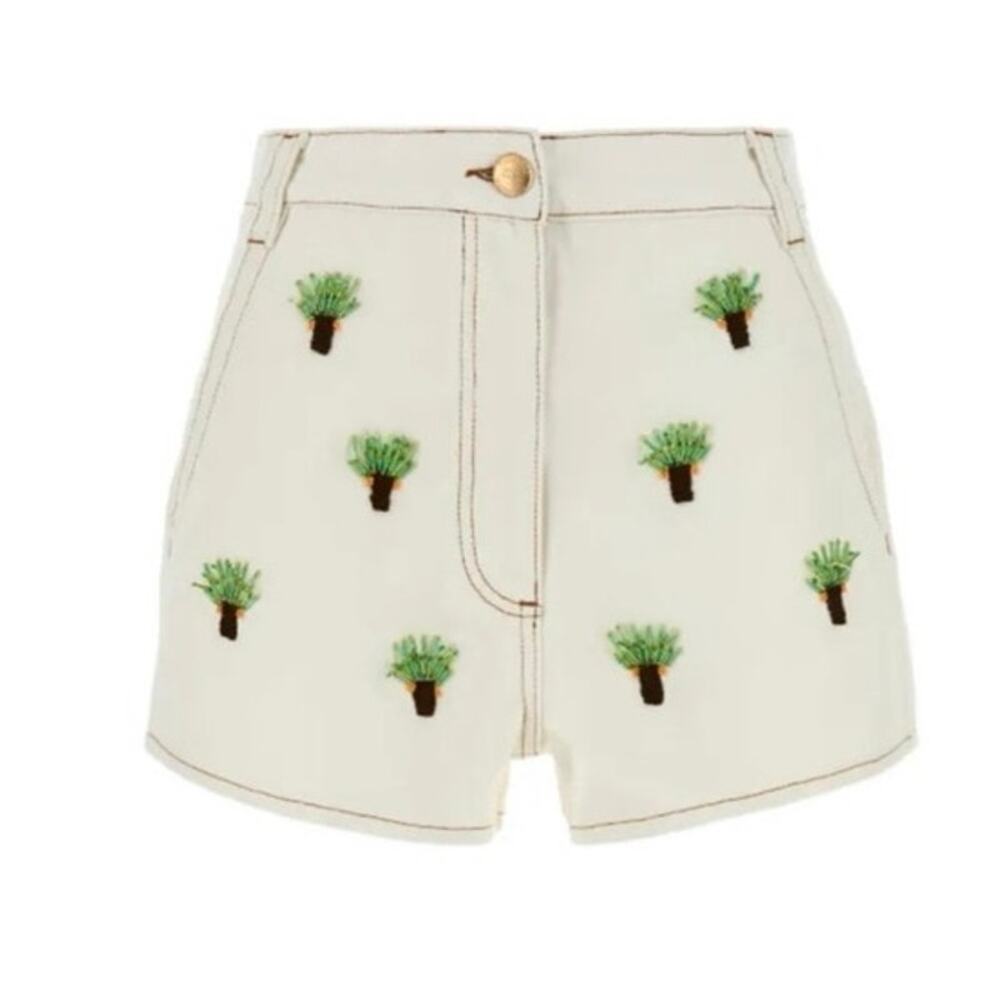 NWOT FARM Rio Embroidered Coconut Tree
Shorts in Off-White SZ 26